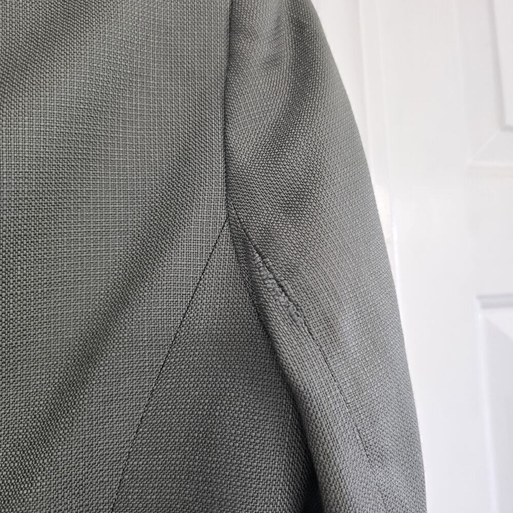 Women's Vintage100% Silk Blazer Army Green Size 12P Pockets Preppy Collared - Picture 6 of 13